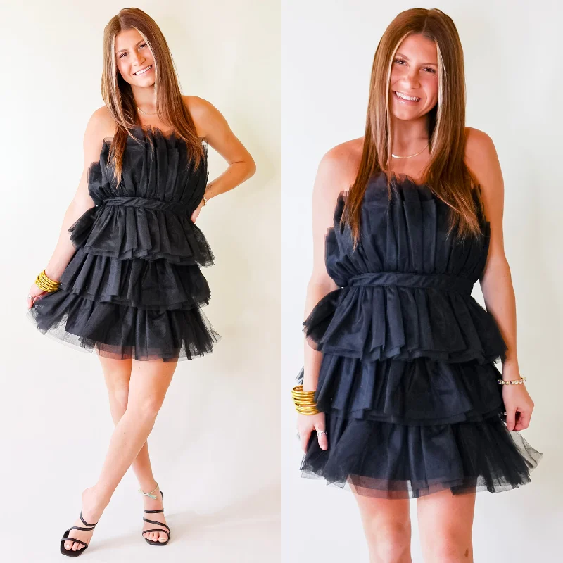 toddler mini dressesLovestruck Babe Tulle Strapless Dress in Black